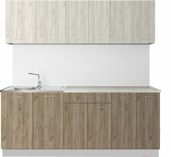 Изображение товара Кухонный гарнитур Артём-Мебель Лана СН-113 без стекла 2.0 (дуб крафт белый/дуб крафт серый)