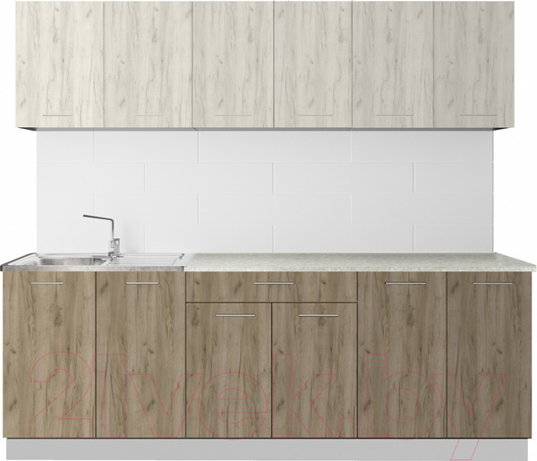 Изображение товара Кухонный гарнитур Артём-Мебель Лана СН-113 без стекла 2.4 (дуб крафт белый/дуб крафт серый)