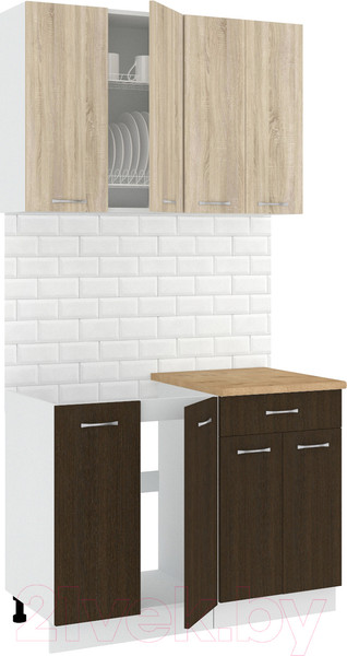 Изображение товара Кухонный гарнитур Кортекс-мебель Корнелия Лира-лайт 1.1м (дуб сонома/венге/дуб бунратти)