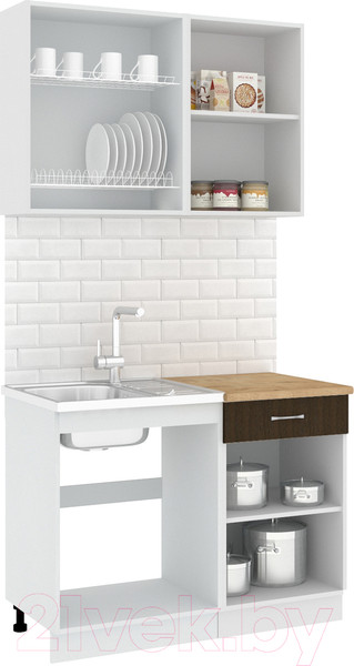 Изображение товара Кухонный гарнитур Кортекс-мебель Корнелия Лира-лайт 1.1м (дуб сонома/венге/дуб бунратти)