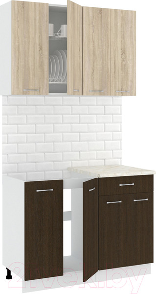 Изображение товара Кухонный гарнитур Кортекс-мебель Корнелия Лира-лайт 1.1м (дуб сонома/венге/королевский опал)