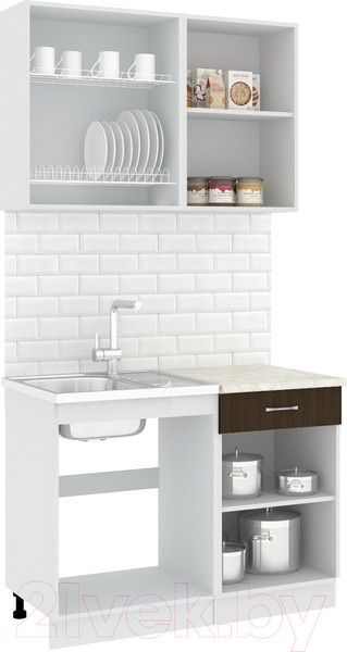 Изображение товара Кухонный гарнитур Кортекс-мебель Корнелия Лира-лайт 1.1м (дуб сонома/венге/королевский опал)