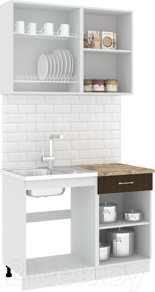 Изображение товара Кухонный гарнитур Кортекс-мебель Корнелия Лира-лайт 1.1м (дуб сонома/венге/мадрид)