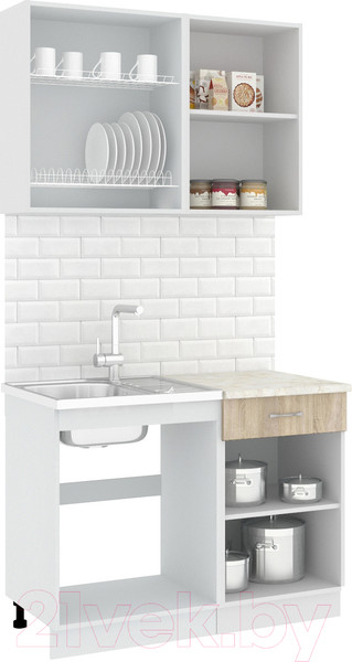 Изображение товара Кухонный гарнитур Кортекс-мебель Корнелия Лира-лайт 1.1м (дуб сонома/королевский опал)