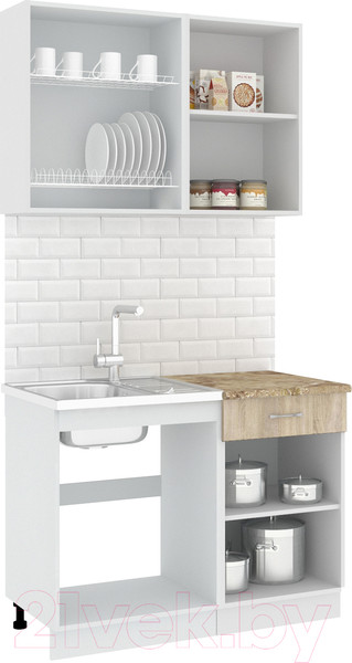 Изображение товара Кухонный гарнитур Кортекс-мебель Корнелия Лира-лайт 1.1м (дуб сонома/мадрид)