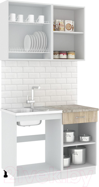 Изображение товара Кухонный гарнитур Кортекс-мебель Корнелия Лира-лайт 1.1м (дуб сонома/марсель)