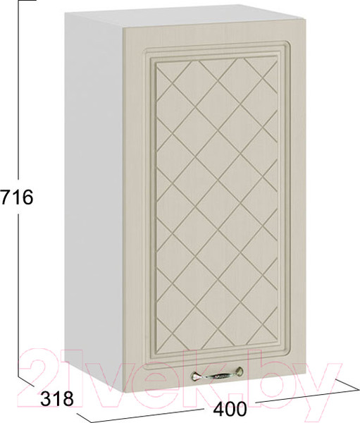 Изображение товара Шкаф навесной для кухни ТриЯ Бьянка 1В4 (белый/дуб ваниль)