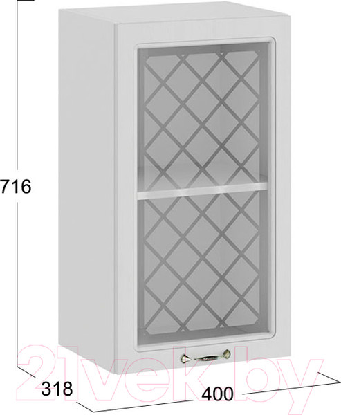 Изображение товара Шкаф навесной для кухни ТриЯ Бьянка 1В4С (белый/дуб белый)