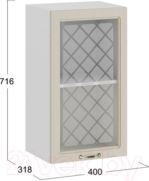 Изображение товара Шкаф навесной для кухни ТриЯ Бьянка 1В4С (белый/дуб ваниль)