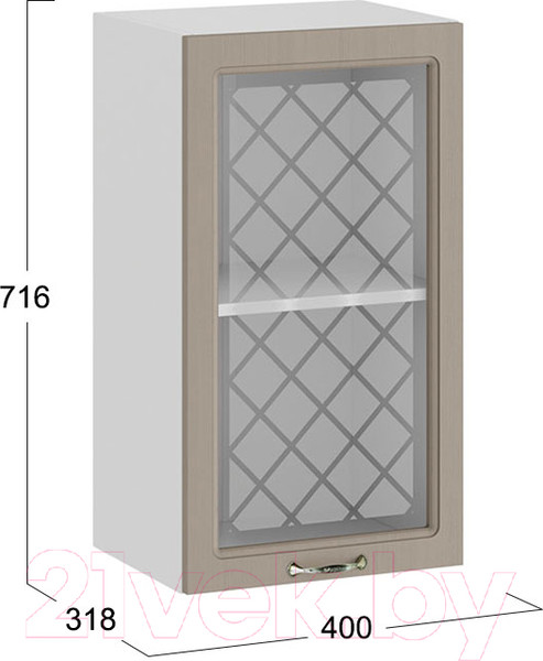Изображение товара Шкаф навесной для кухни ТриЯ Бьянка 1В4С (белый/дуб кофе)