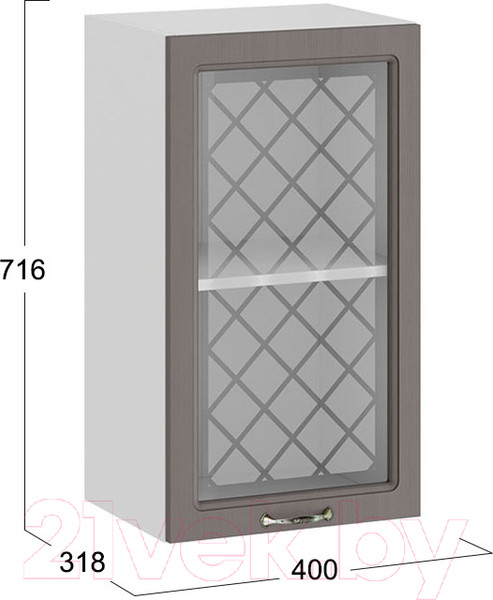 Изображение товара Шкаф навесной для кухни ТриЯ Бьянка 1В4С (белый/дуб серый)
