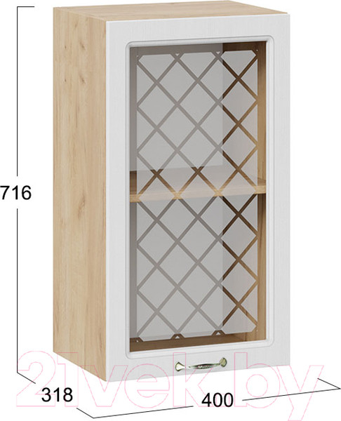 Изображение товара Шкаф навесной для кухни ТриЯ Бьянка 1В4С (дуб крафт золотой/дуб белый)