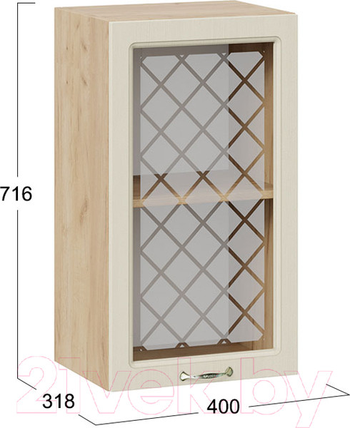 Изображение товара Шкаф навесной для кухни ТриЯ Бьянка 1В4С (дуб крафт золотой/дуб ваниль)