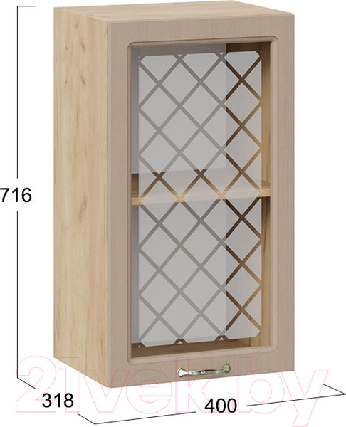 Изображение товара Шкаф навесной для кухни ТриЯ Бьянка 1В4С (дуб крафт золотой/дуб кофе)