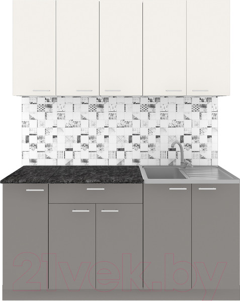 Изображение товара Кухонный гарнитур Агута Альфа 1.5 (глиняный серый/сатин/кастилло темный)