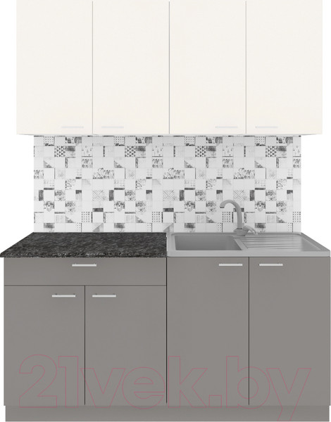 Изображение товара Кухонный гарнитур Агута Альфа 1.6 (глиняный серый/сатин/кастилло темный)