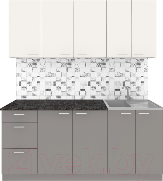 Изображение товара Кухонный гарнитур Агута Альфа 1.8 (глиняный серый/сатин/кастилло темный)