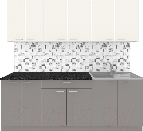 Изображение товара Кухонный гарнитур Агута Альфа 2.2 (глиняный серый/сатин/кастилло темный)