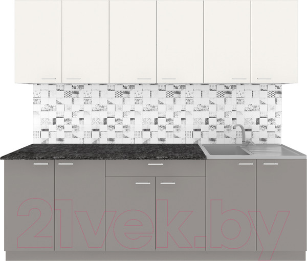 Изображение товара Кухонный гарнитур Агута Альфа 2.4 (глиняный серый/сатин/кастилло темный)