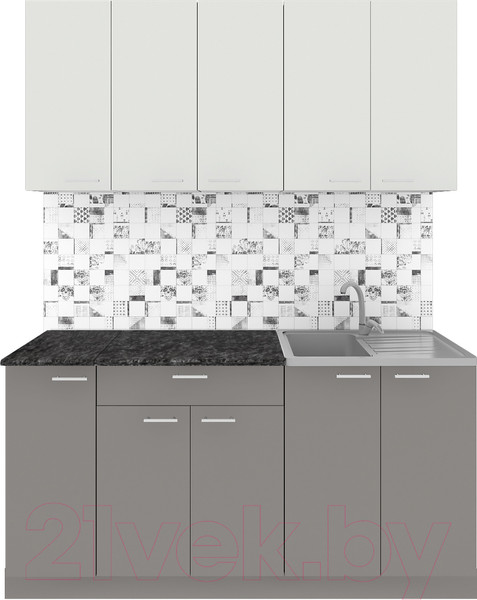 Изображение товара Кухонный гарнитур Агута Альфа 1.5 (глиняный серый/холодный серый/кастилло темный)