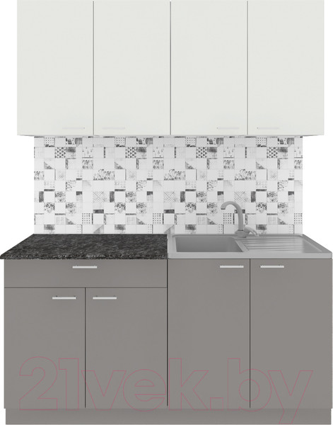 Изображение товара Кухонный гарнитур Агута Альфа 1.6 (глиняный серый/холодный серый/кастилло темный)