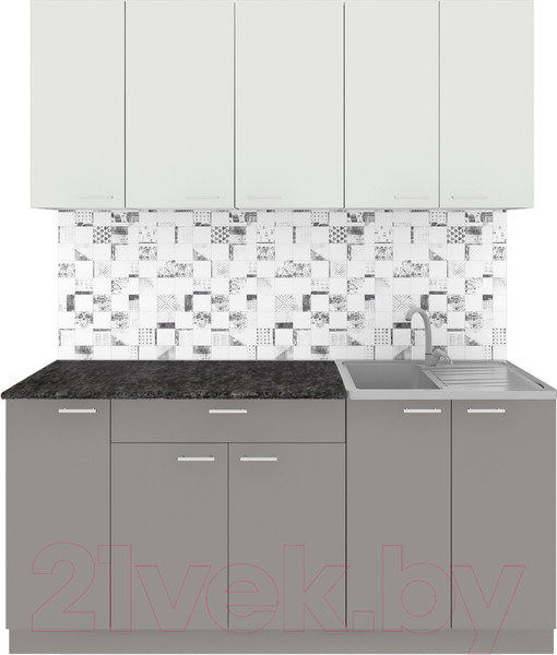 Изображение товара Кухонный гарнитур Агута Альфа 1.7 (глиняный серый/холодный серый/кастилло темный)