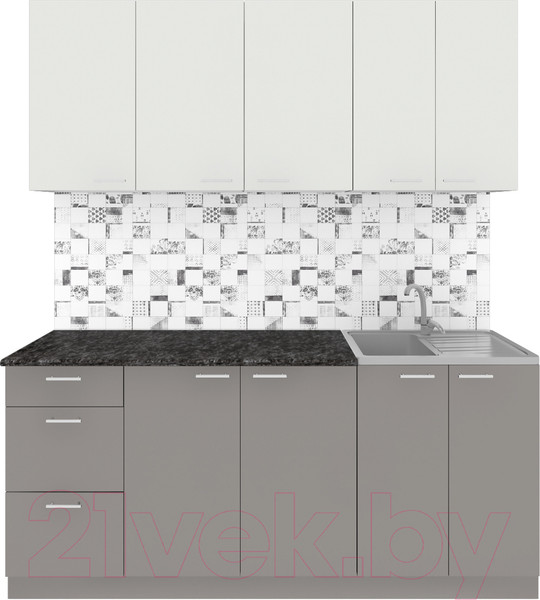 Изображение товара Кухонный гарнитур Агута Альфа 1.8 (глиняный серый/холодный серый/кастилло темный)