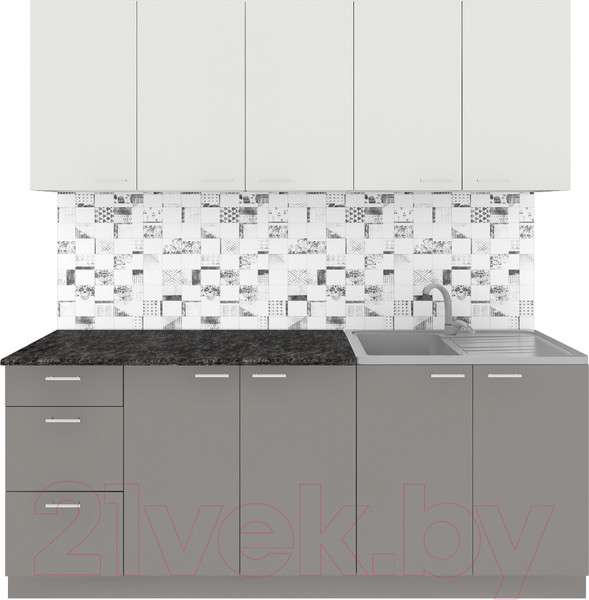 Изображение товара Кухонный гарнитур Агута Альфа 2.0 (глиняный серый/холодный серый/кастилло темный)