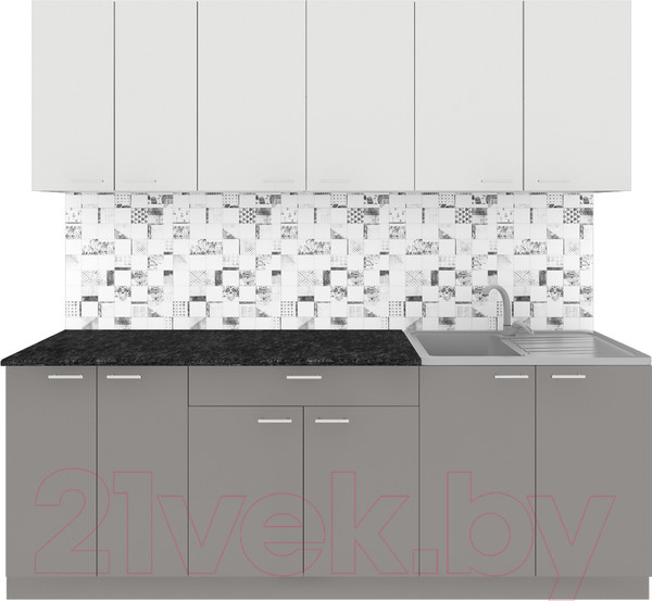 Изображение товара Кухонный гарнитур Агута Альфа 2.2 (глиняный серый/холодный серый/кастилло темный)