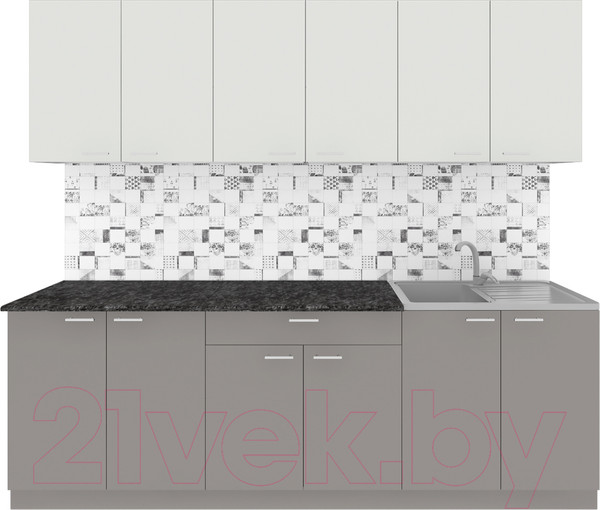 Изображение товара Кухонный гарнитур Агута Альфа 2.4 (глиняный серый/холодный серый/кастилло темный)