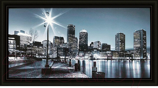 Изображение товара Картина Декарт Ночной город и фонарь 8Л3108 (в раме)