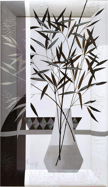 Изображение товара Картина Декарт Абстракция черные цветы в серой вазе-1 8Л0442 (в раме)