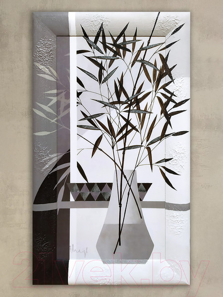 Изображение товара Картина Декарт Абстракция черные цветы в серой вазе-1 8Л0442 (в раме)