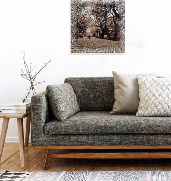 Изображение товара Картина Декарт Осенний сквер с опавшими листьями 8Л0063 (в раме)