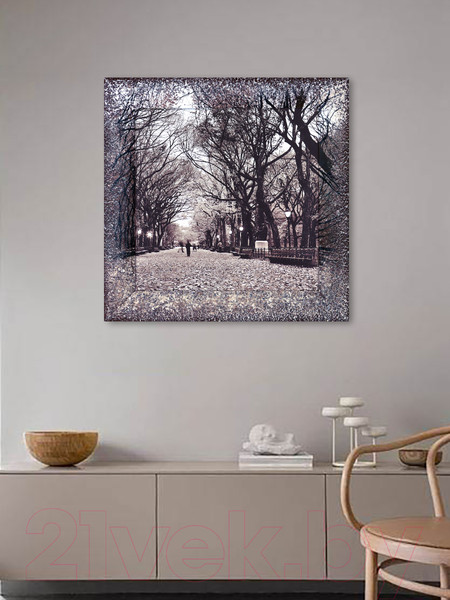 Изображение товара Картина Декарт Осенний сквер с опавшими листьями 8Л0063 (в раме)