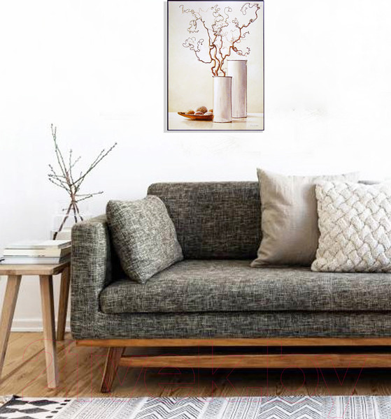 Изображение товара Картина Декарт Сухие ветки в белой вазе 8Л2685 (в раме)