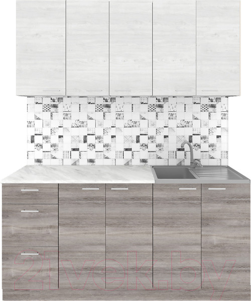Изображение товара Кухонный гарнитур Агута Альфа 1.6/60 (дуб пепельный/скандинавское дерево/этория)