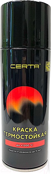 Изображение товара Эмаль Certa Термостойкая 9004 1200С (520мл, черный)
