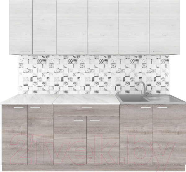 Изображение товара Кухонный гарнитур Агута Альфа 2.2 (дуб пепельный/скандинавское дерево/этория)