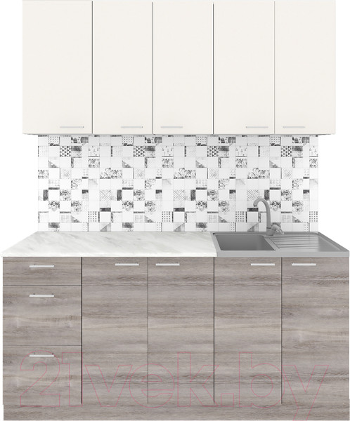 Изображение товара Кухонный гарнитур Агута Альфа 1.6/60 (дуб пепельный/сатин/этория)