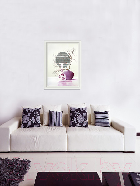 Изображение товара Картина Декарт Ветки в фиолетовой вазе 8Л1409 (в раме)