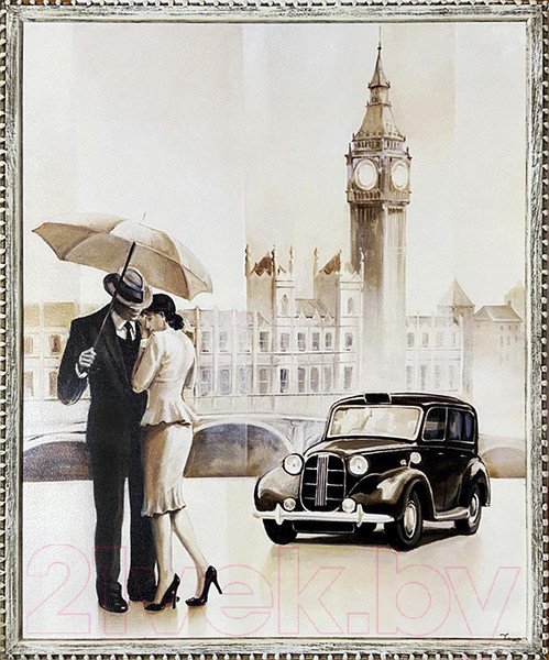 Изображение товара Картина Декарт Пара с зонтиком в Лондоне 8Л3413 (в раме)