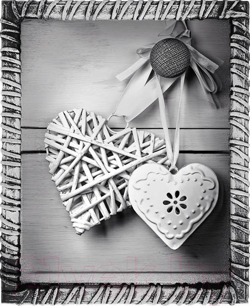 Изображение товара Картина Декарт Плетеное белое сердце 8Л3374 (в раме)