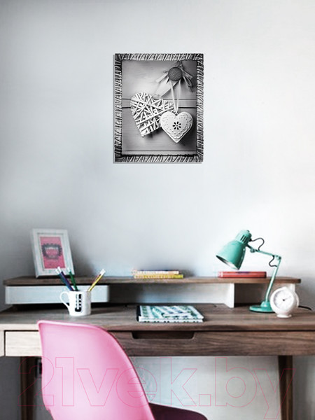 Изображение товара Картина Декарт Плетеное белое сердце 8Л3374 (в раме)