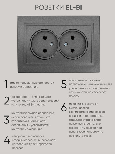 Изображение товара Розетка El-Bi Zena / 500-011120-908 (дымчатый)