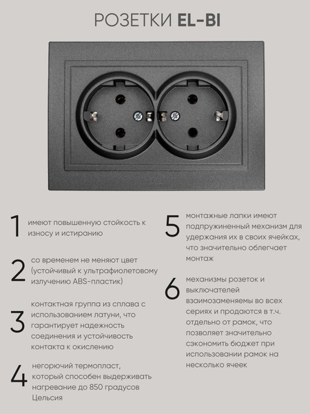 Изображение товара Розетка El-Bi Zena / 500-011120-907 (дымчатый)