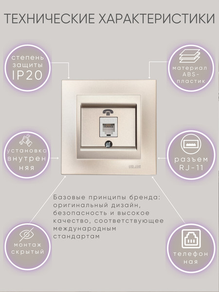Изображение товара Розетка El-Bi Zena-Vega / 609-011400-221 (титан)