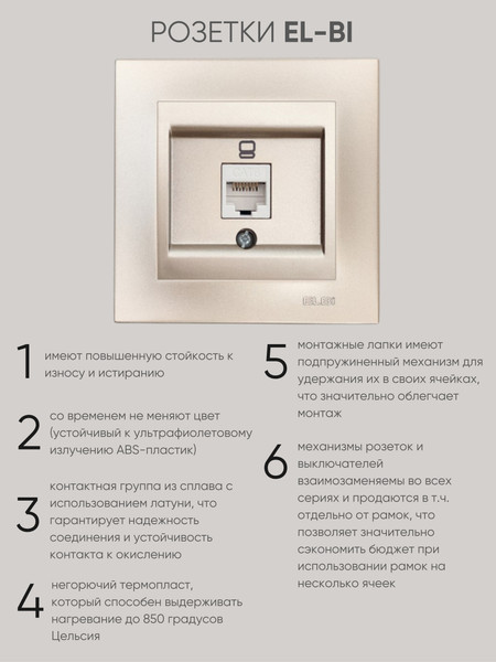 Изображение товара Розетка El-Bi Zena-Vega / 609-011400-247 (титан)