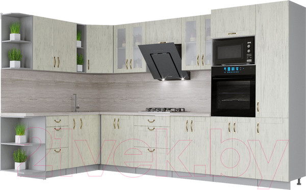 Изображение товара Кухонный гарнитур Интерлиния Мила Крафт 1.88x3.4 левая (дуб снежный)