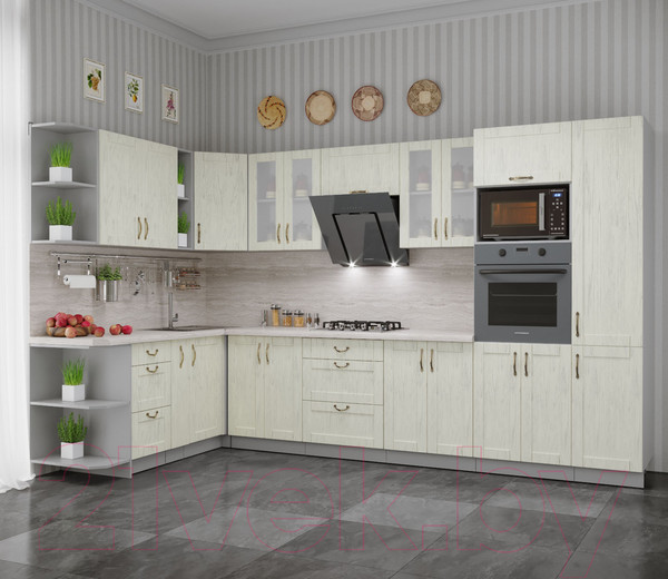 Изображение товара Кухонный гарнитур Интерлиния Мила Крафт 1.88x3.4 левая (дуб снежный)